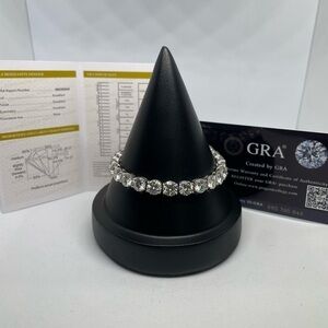28 Carat Moissanite Diamond Tennis Bracelet 18K 925 Brilliant Round Cut 6.5mm